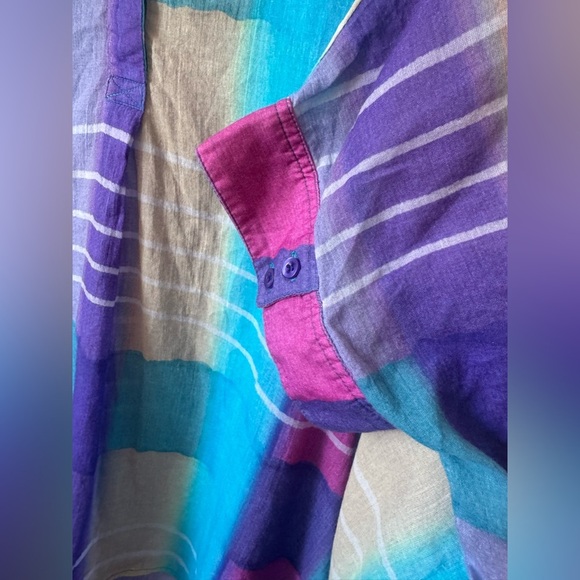 Soft Surroundings Blouse Tunic Top Painterly Plaid Shirt Multicolor Womens M - Picture 12 of 14